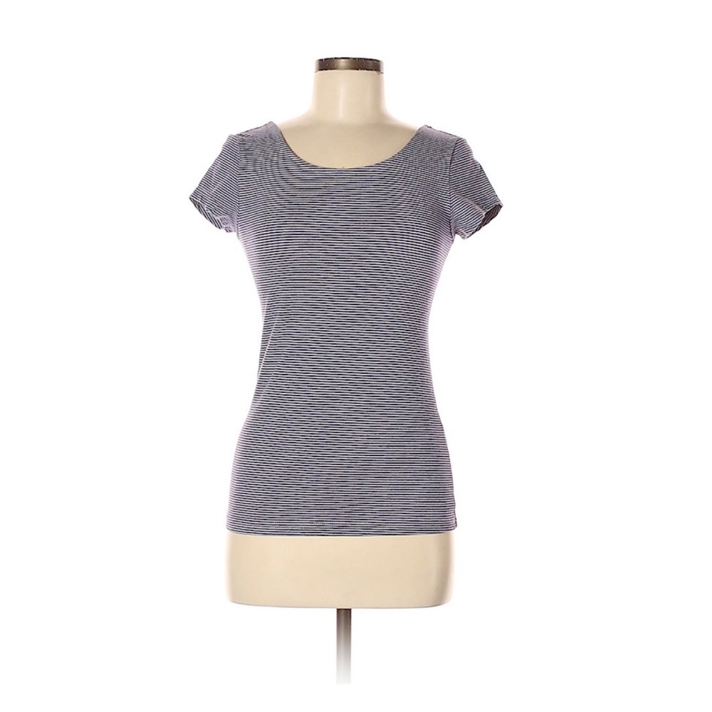 BONGO Short Sleeve Scoop Neck Striped Top